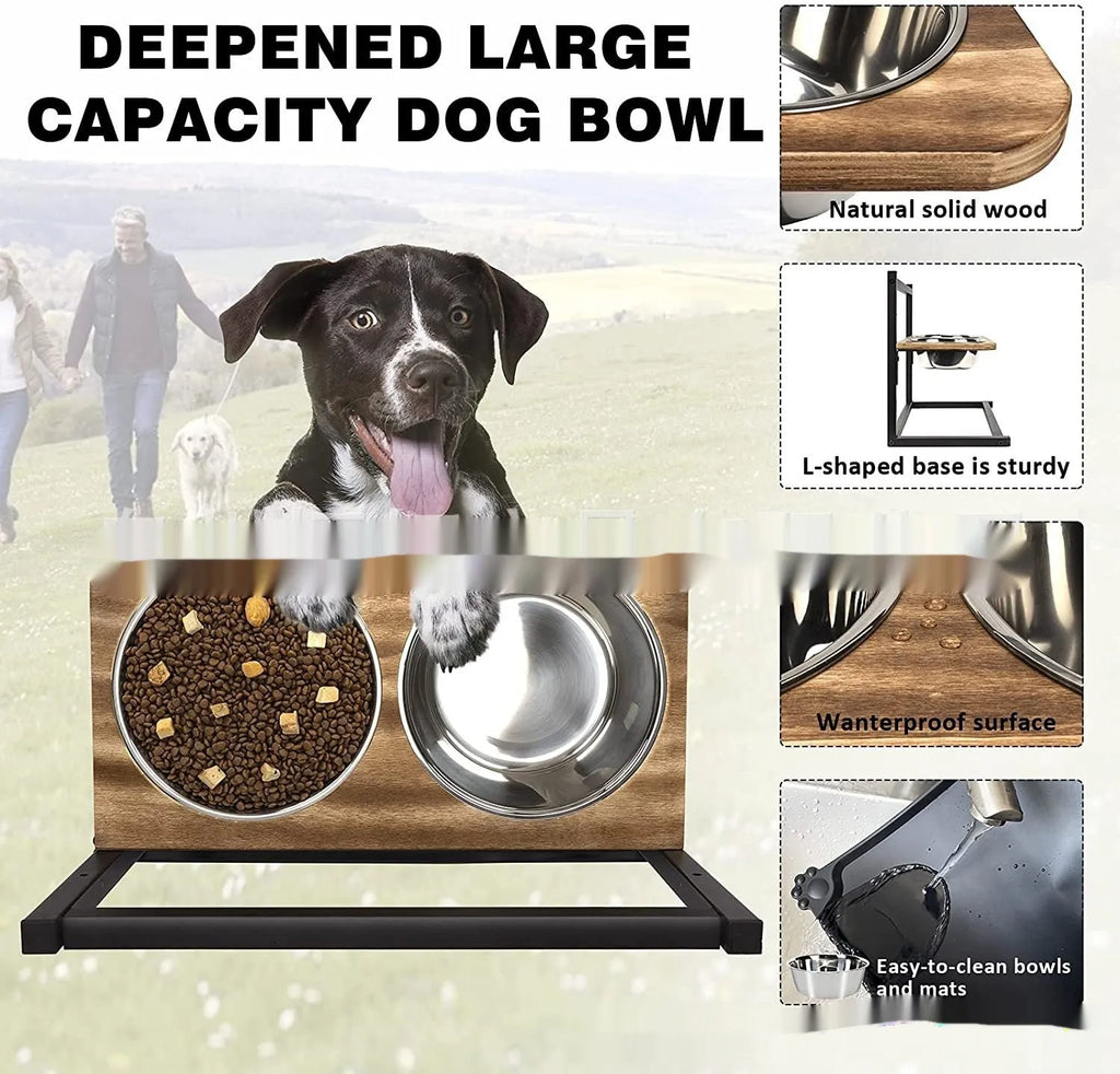 Black iron elevated dog food bowl stand with a height of 40cm.