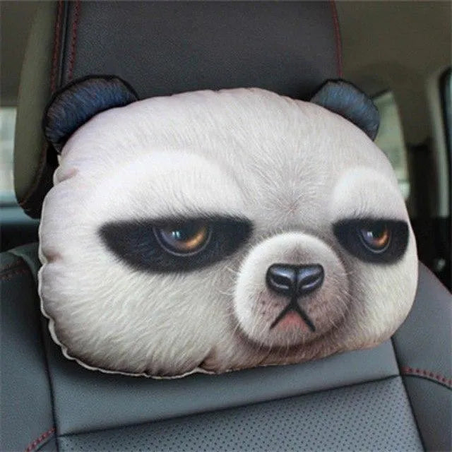 Cat lovers oblong car headrest pillow with cartoon cat print and removable cover for seat support