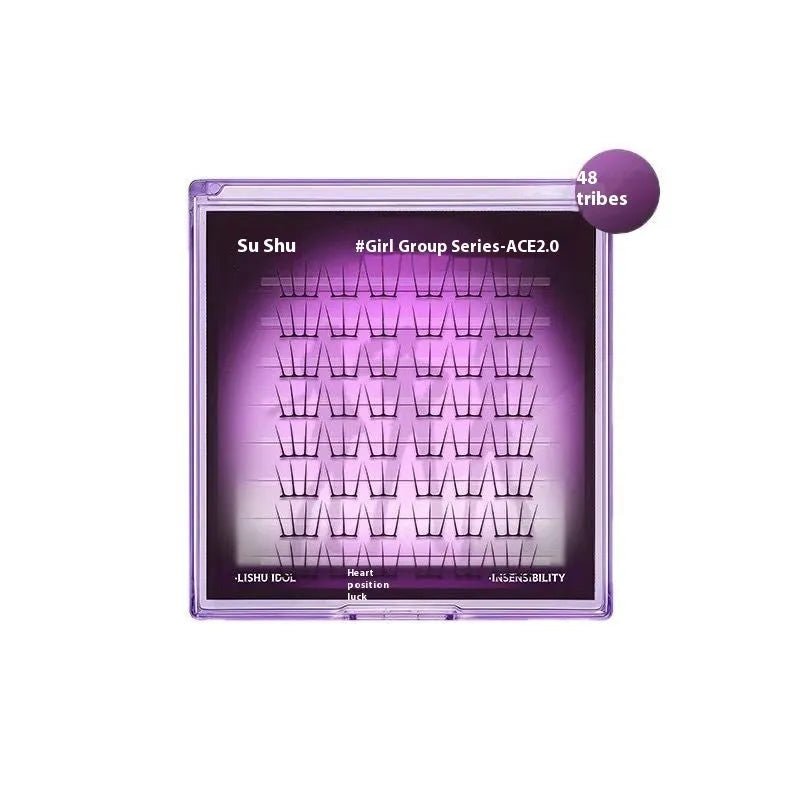 Reusable artificial fibre false eyelash clusters in natural style with optional tweezers and glue