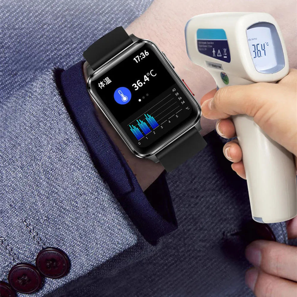 Blue all-weather multi-sport watch with a 1.70-inch screen on a silicone wristband