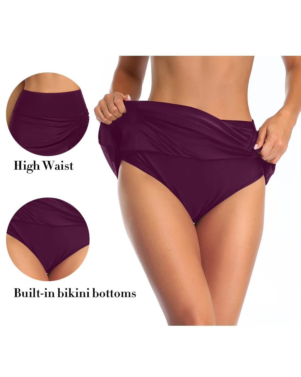 Women's solid colour briefs-style swimming trunks in polyester fabric