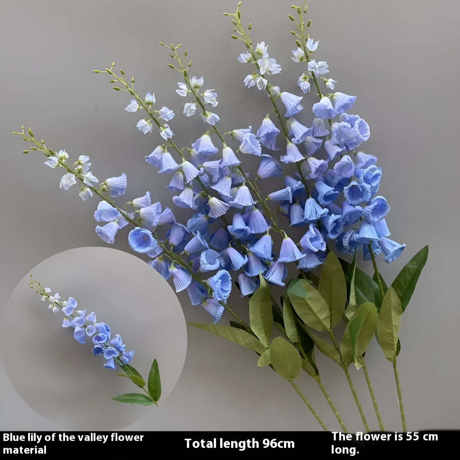 Blue haze artificial silk flower bouquet arranged for decorative display