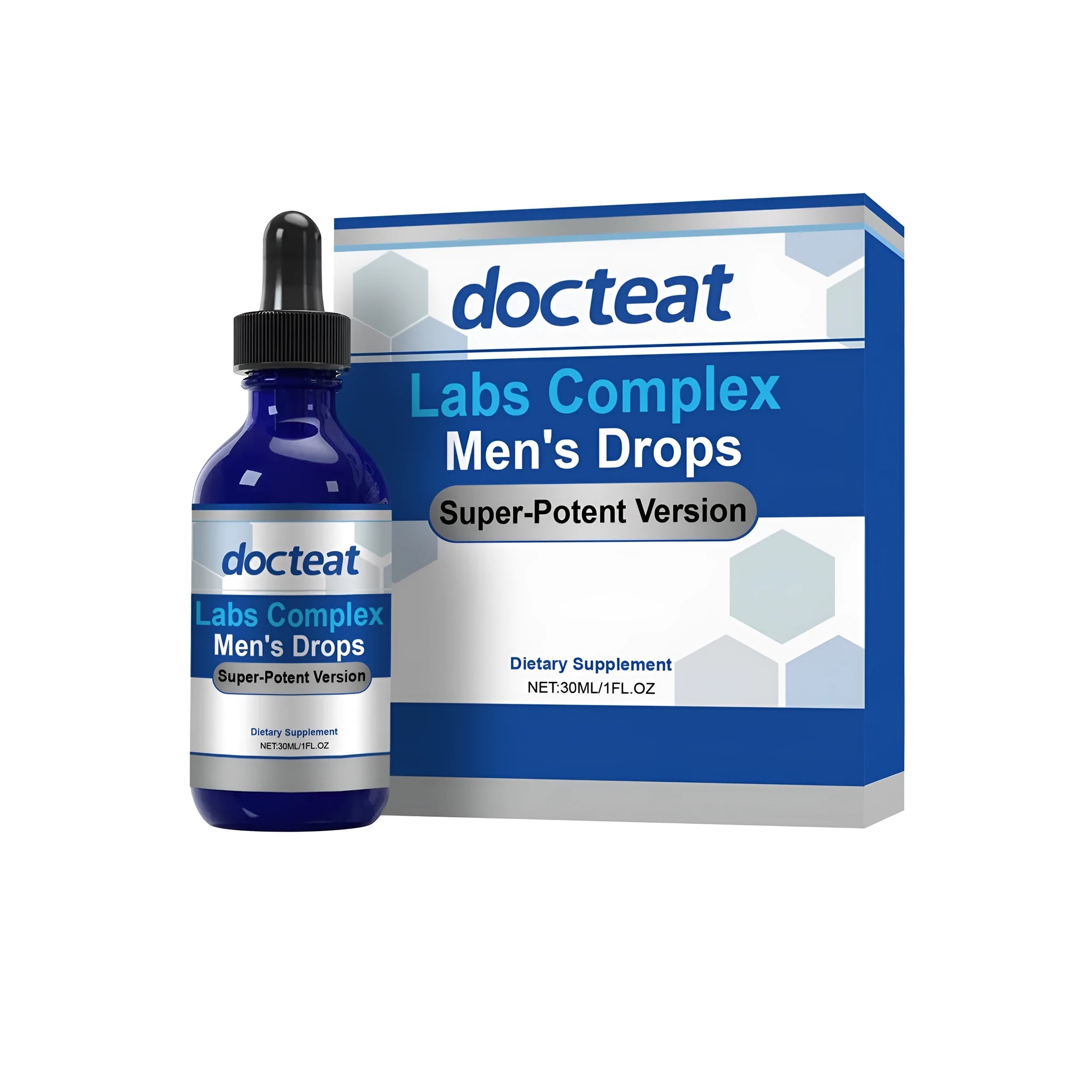 30ml bottle of men's hair thickening drops with dropper applicator