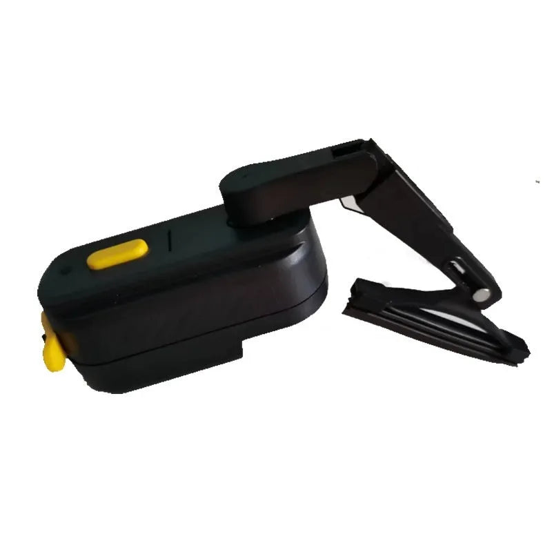 Black plastic motorcycle helmet wiper motor with a 65mm blade for visor cleaning.
