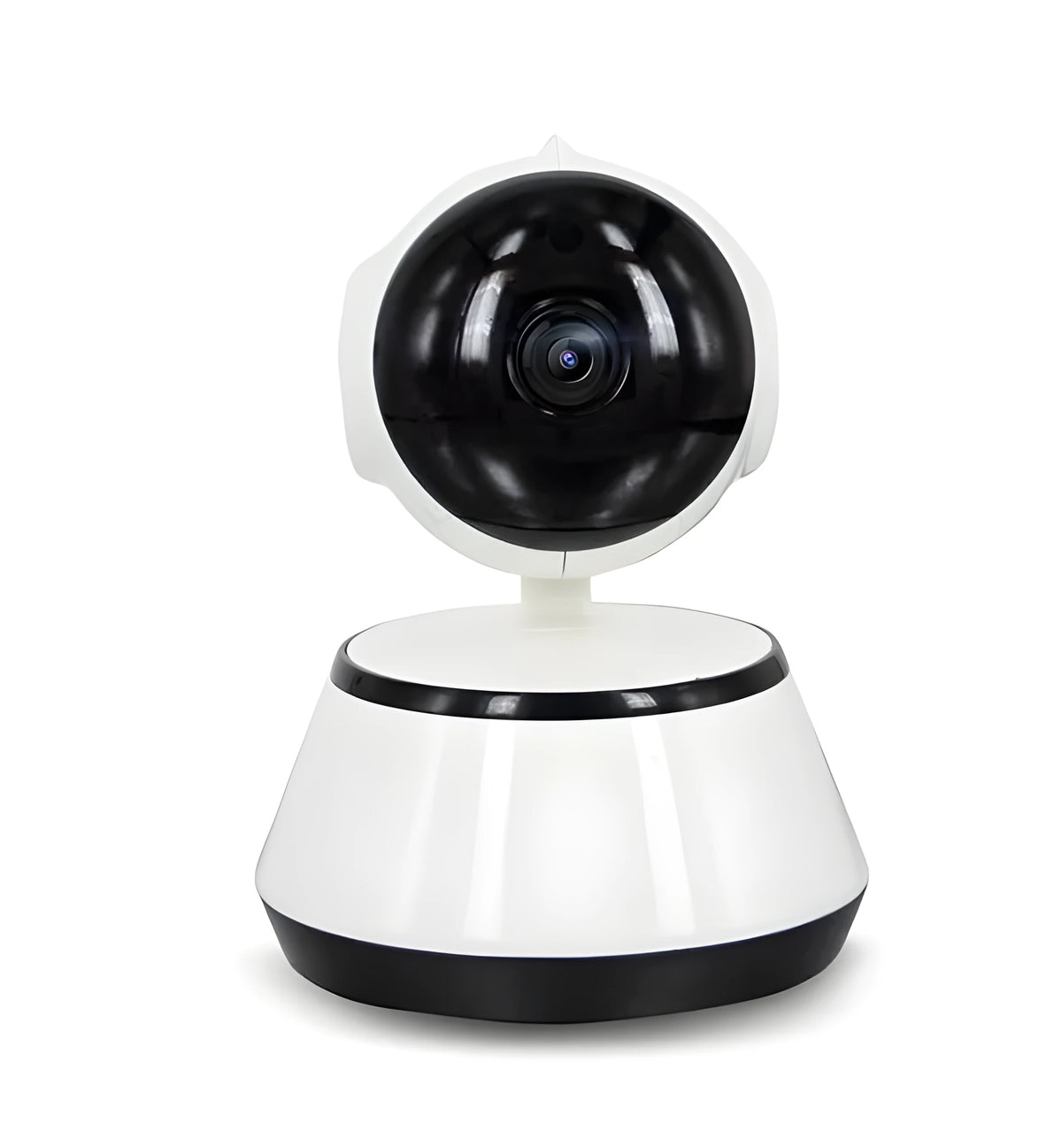 White WiFi baby monitor camera with 720P HD resolution, pan and tilt, and night vision for home use