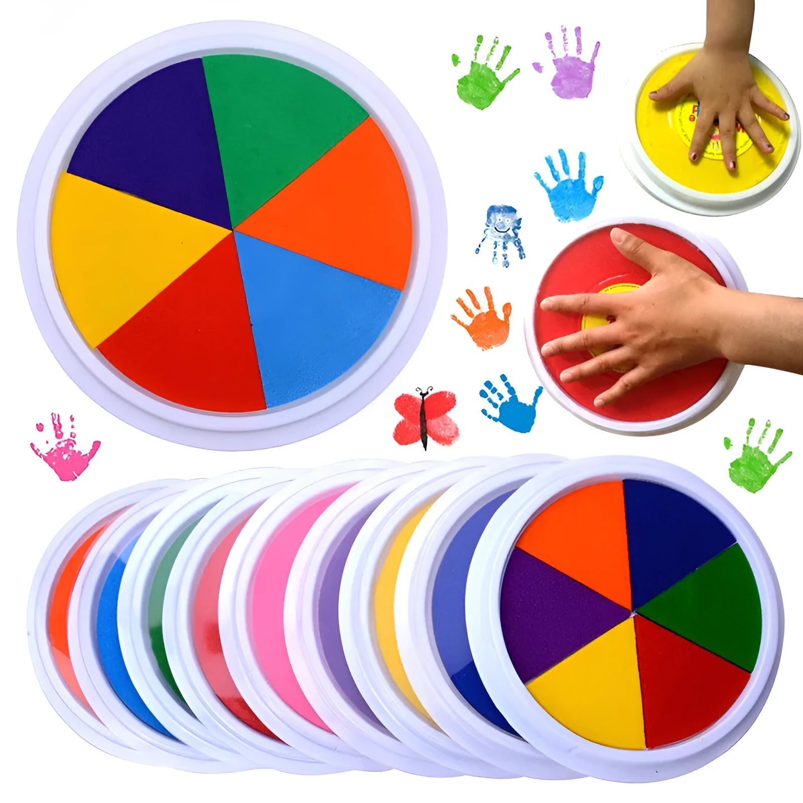 16cm non-toxic finger print mud inkpad kit with picture albums for children's educational crafts