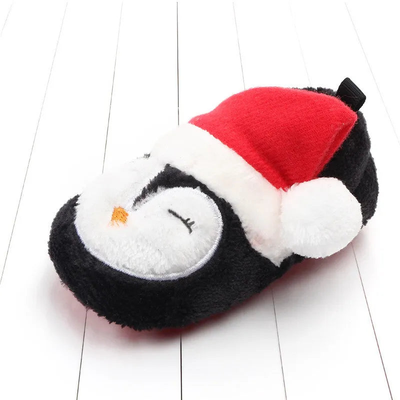 Christmas toddler shoes in Santa Claus colour – low top coral fleece with non-slip sole
