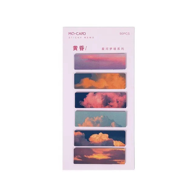 Night sky star index post-it notes marker set with 90 writable cards in six colour variations on PET plastic