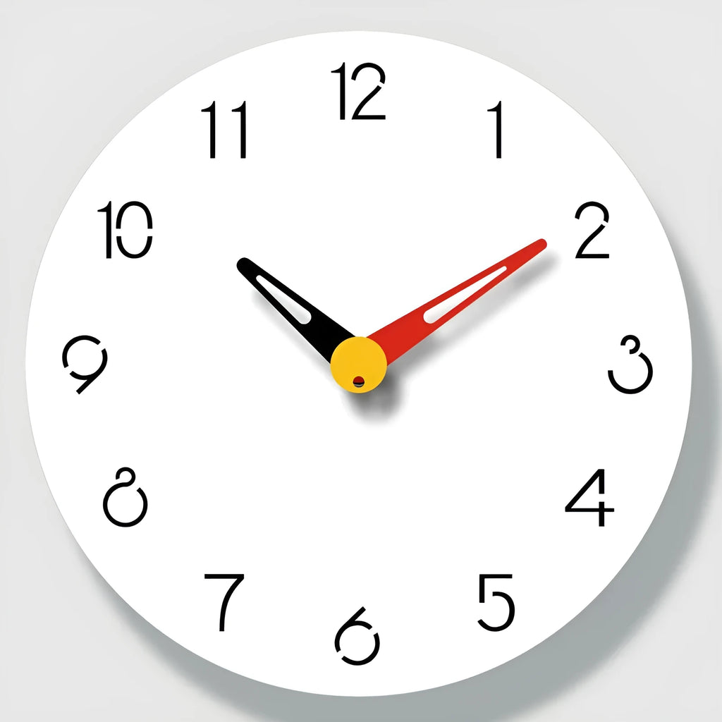 Three-dimensional white acrylic wall clock with UV print and metal pointers, 30 cm dia