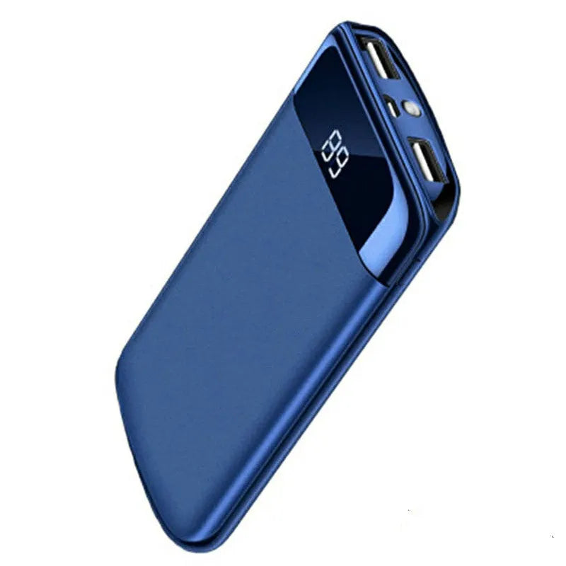 Y10 black power bank with LCD screen showing battery percentage and two USB ports