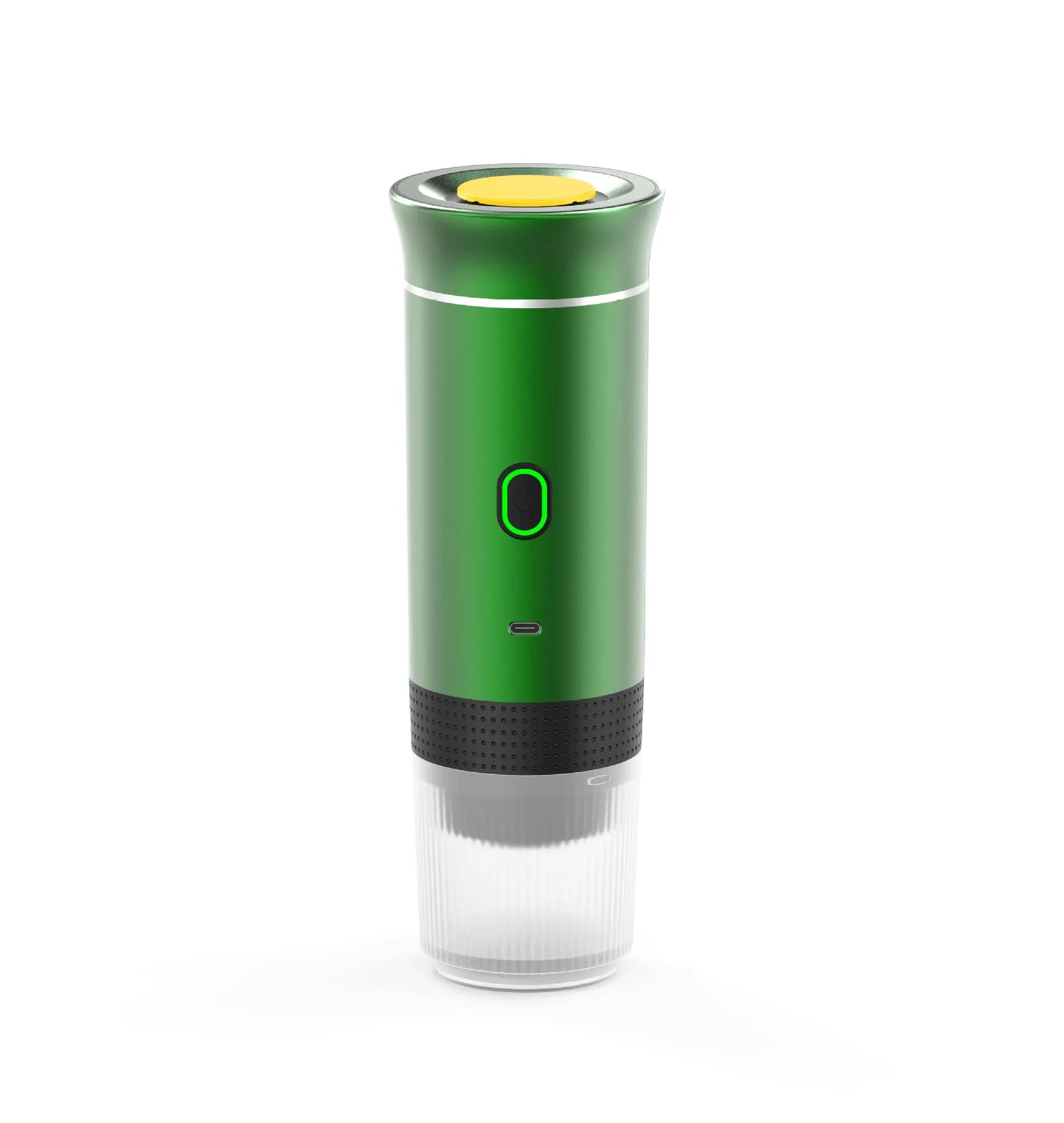Portable 3-in-1 espresso machine in black grey green silver white colours with USB cable