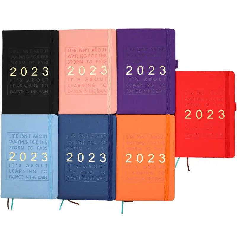 A5 imitation leather business notebook with English inside, 100gsm paper, 537g weight, in black cover