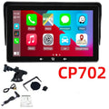 7 inch wireless CarPlay display for cars with a suction cup mount and 12V power cable.