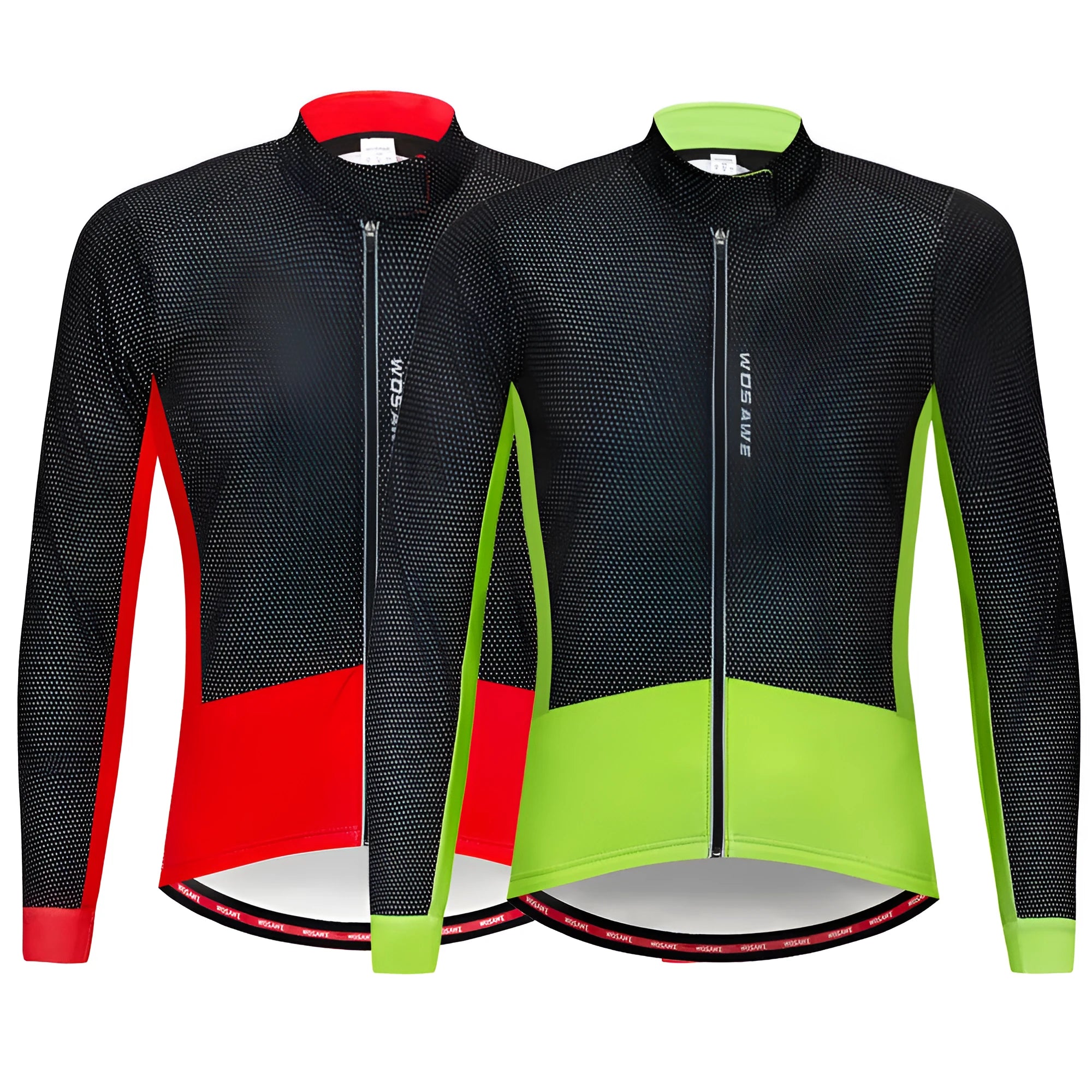 Autumn winter cycling fleece warm jacket 100% polyester in Black Green and Black Red sizes S to XXL