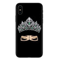 Islamic hijab veil design iPhone case with rhinestone and floral patterns on a flexible TPU back cover.