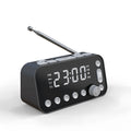 Black DAB digital radio bedside alarm clock with large LED display and USB charging ports