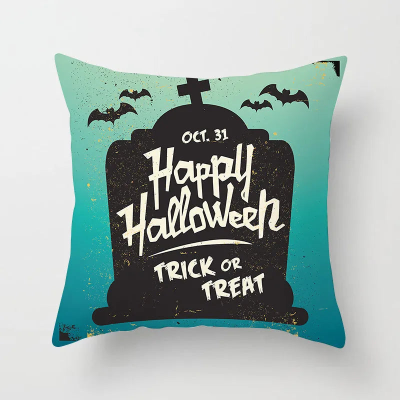 Halloween pillowcase 45x45cm in peach skin fabric with modern simple square design for living room cushion