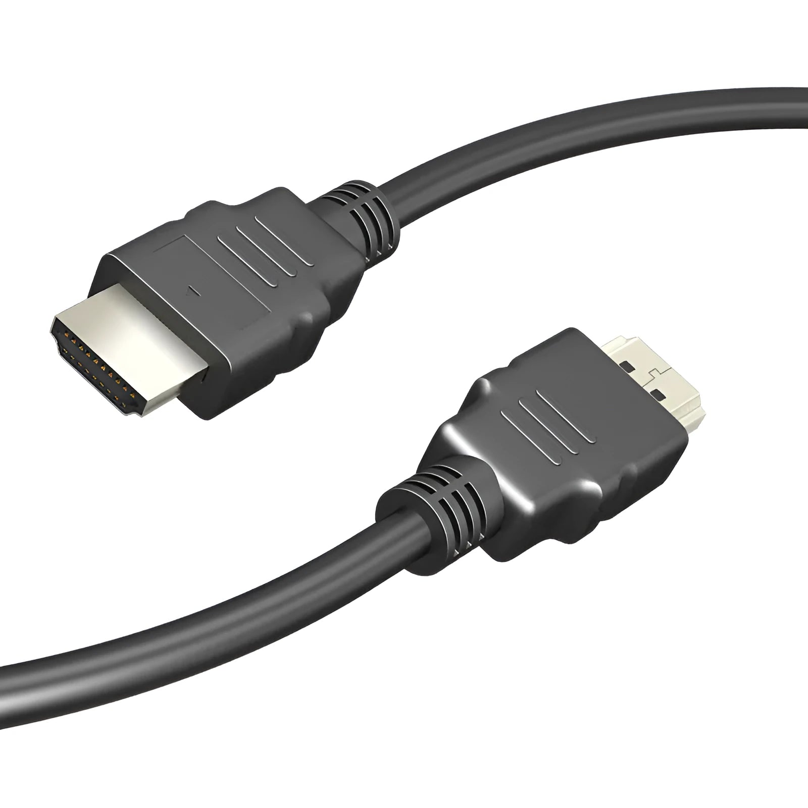 Black HDMI data cable with nickel-plated connectors, shown in multiple length options for set-top box connection