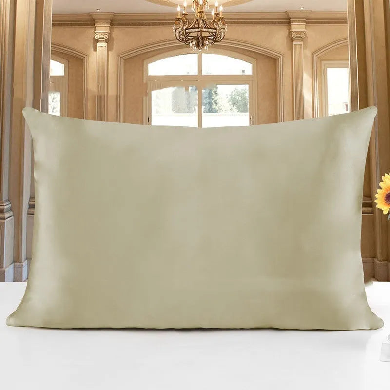 19 M style double-sided silk pillowcase shown in one of 14 available colours.