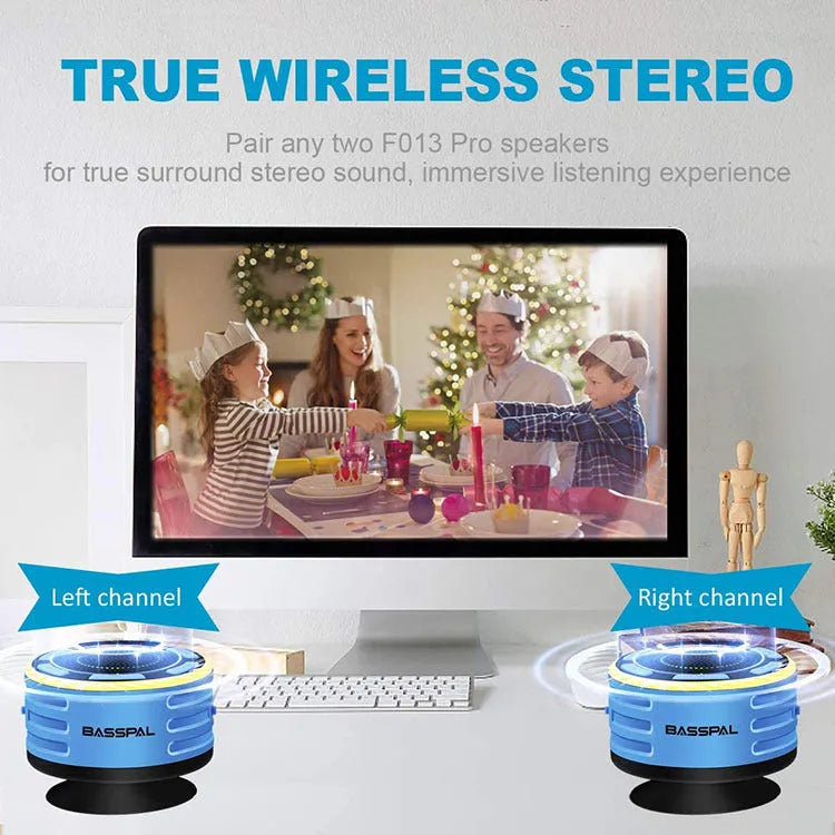 TWS series portable Bluetooth audio speaker in Blue with plastic shell and key controls