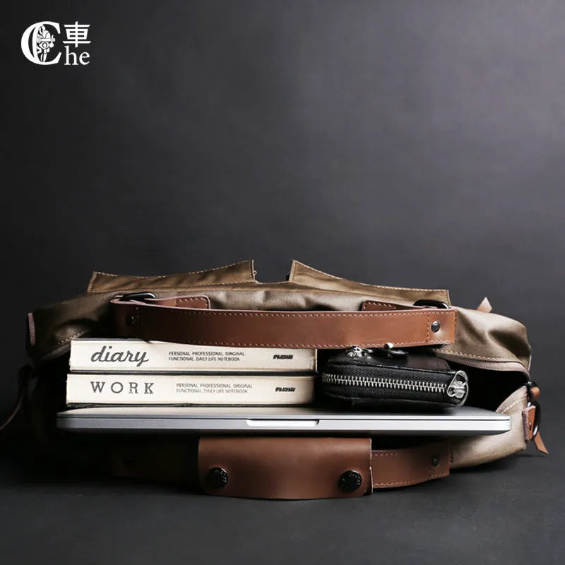 Dpark single shoulder laptop business bag in black brown khaki colours for 14-inch 15-inch devices