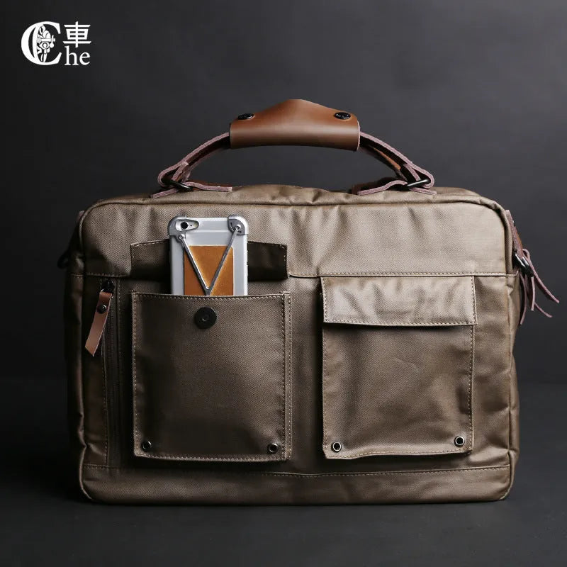 Dpark single shoulder laptop business bag in black brown khaki colours for 14-inch 15-inch devices