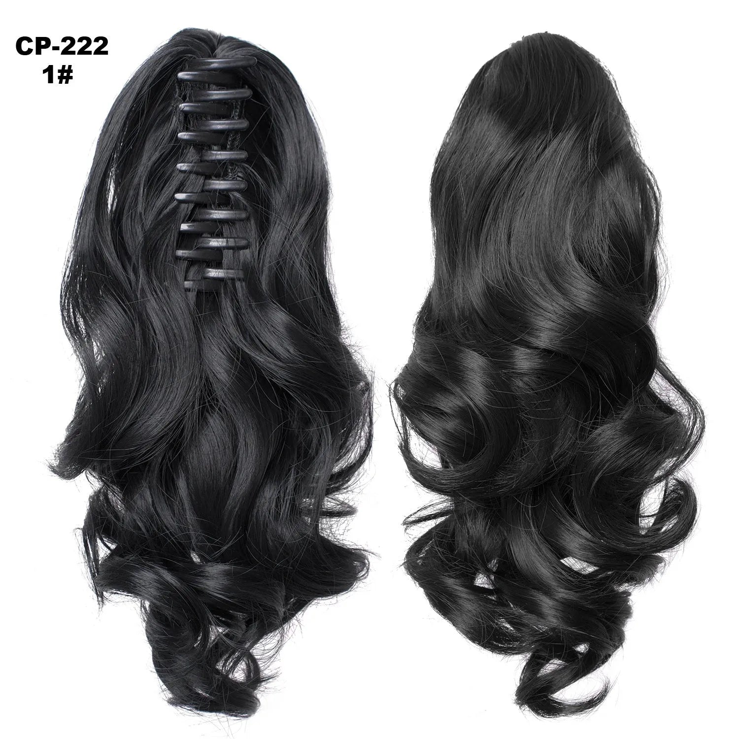 Long wave ponytail wrap around clip in hair extension 40cm chemical fiber natural wave grey hairpiece