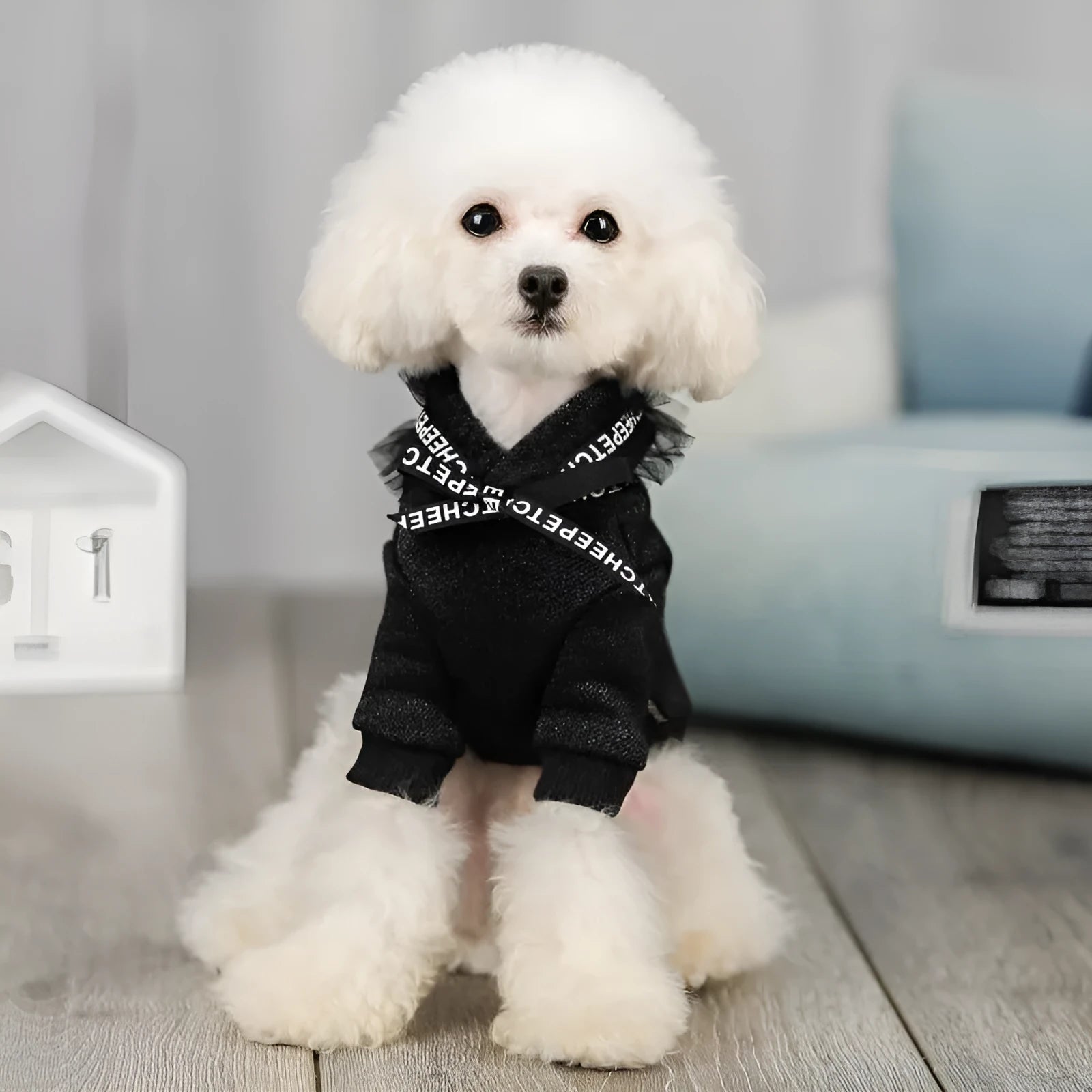 Casual cotton webbing-style pet clothing in black for Asian size M dog