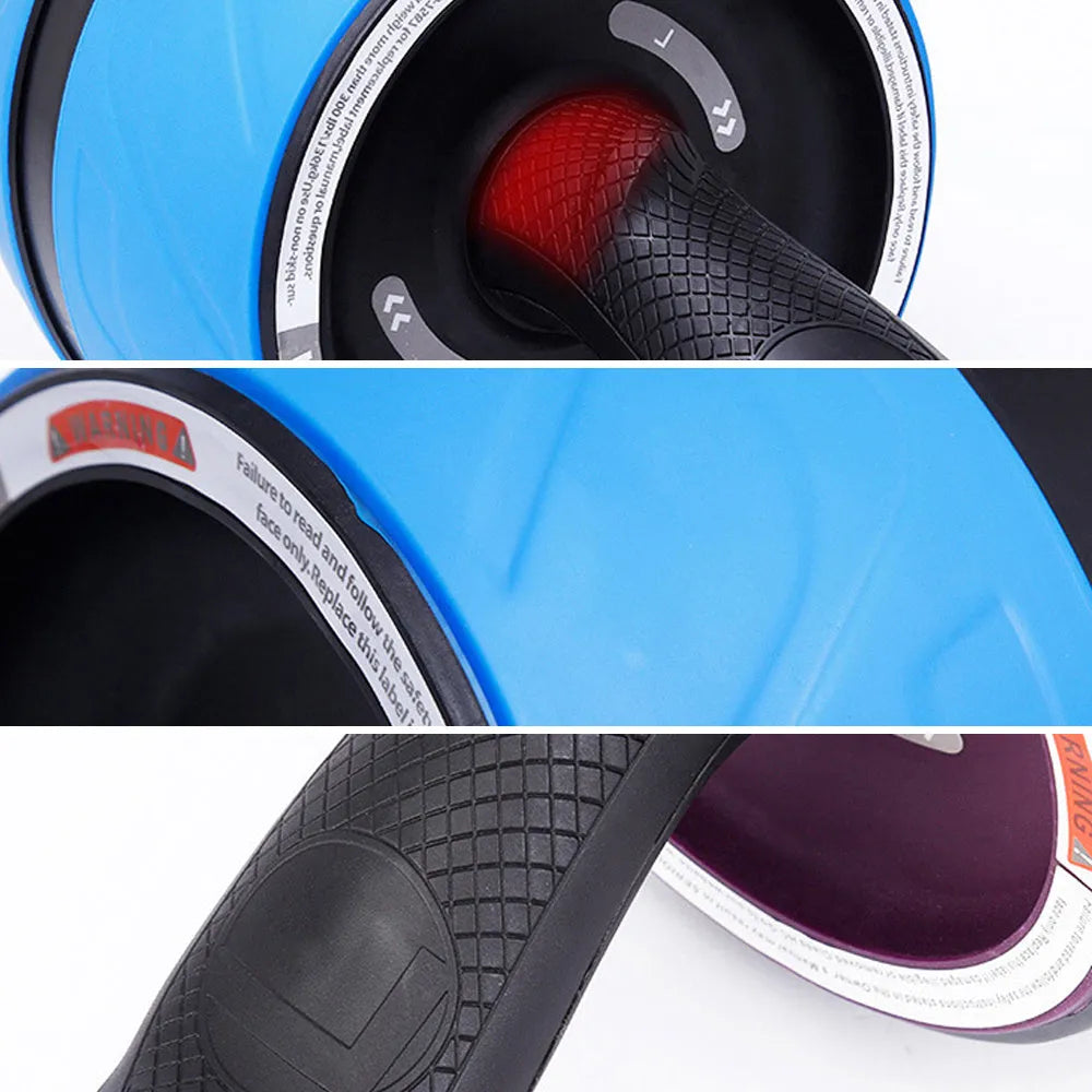Blue abdominal wheel with carbon steel spring and rubber for core training