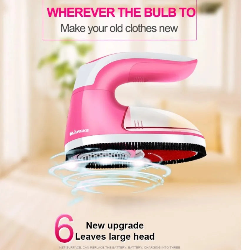 Household electric fabric shaver lint remover with stainless steel blade in pink for woolen clothes