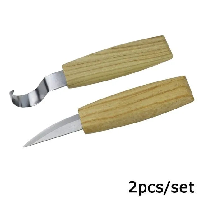 Stainless steel wood carving knife with 162mm total length and 47mm shank diameter for art wood carving
