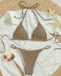 Women's lace up bikini swimsuit with adjustable ties in multiple colours