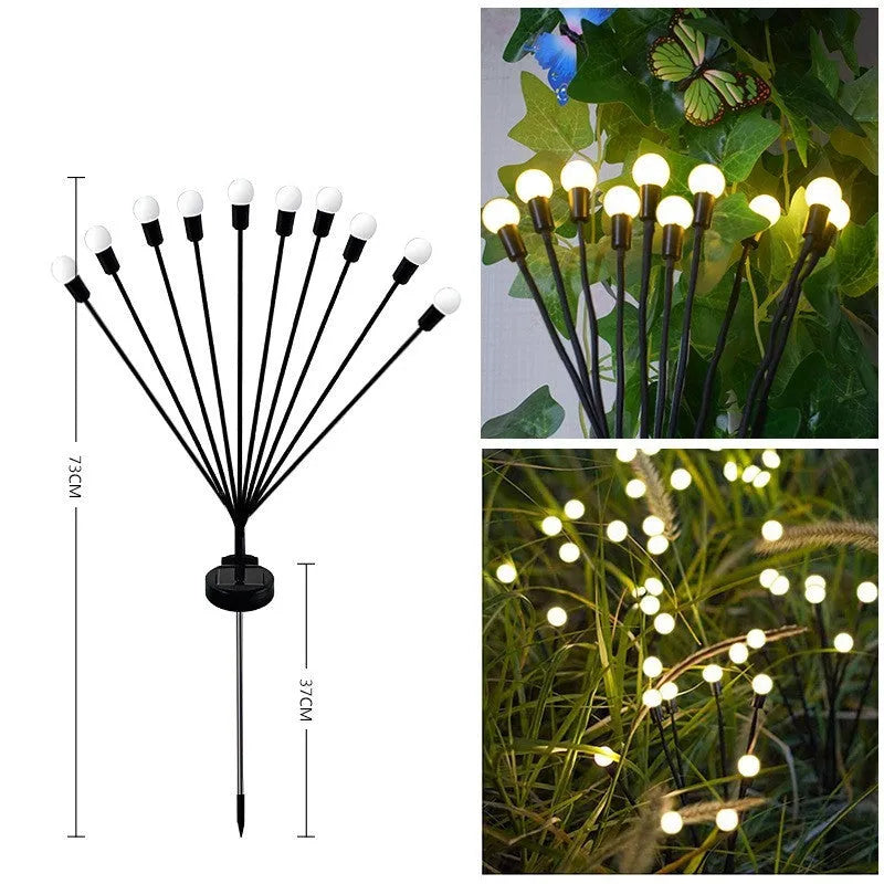 Solar-powered LED garden light with ground spike for soil installation in warm white or coloured lighting options