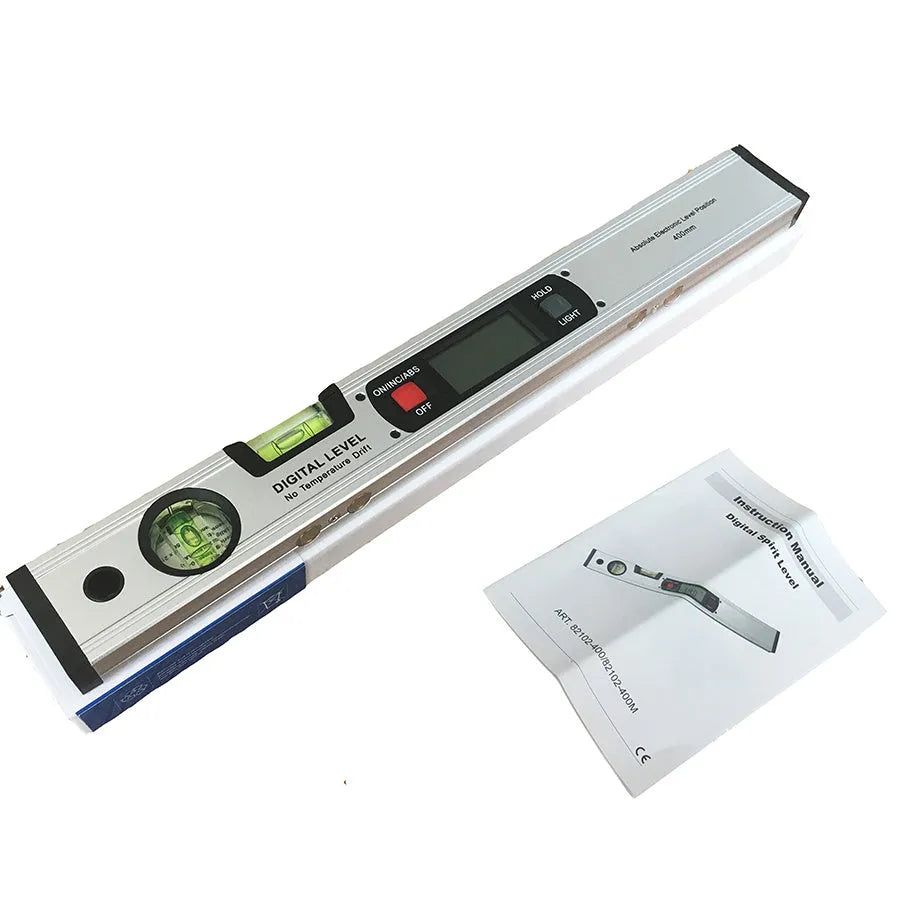 Digital magnetic angle meter 400mm with flip-up LCD display and four built-in magnets on base plate