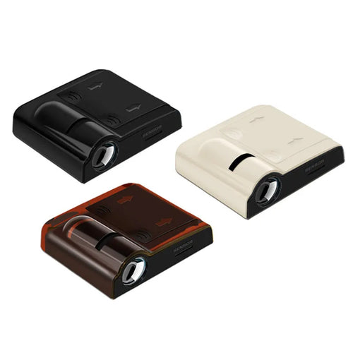Black and beige car decorative projection radium lamp with ABS plastic shell.