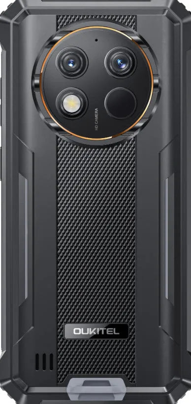 OUKITEL G1 Android mobile phone in grey, green, and orange colour options with included charger.