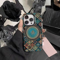 Ethnic style patterned iPhone case in silver, hard PC matte anti-slip cover