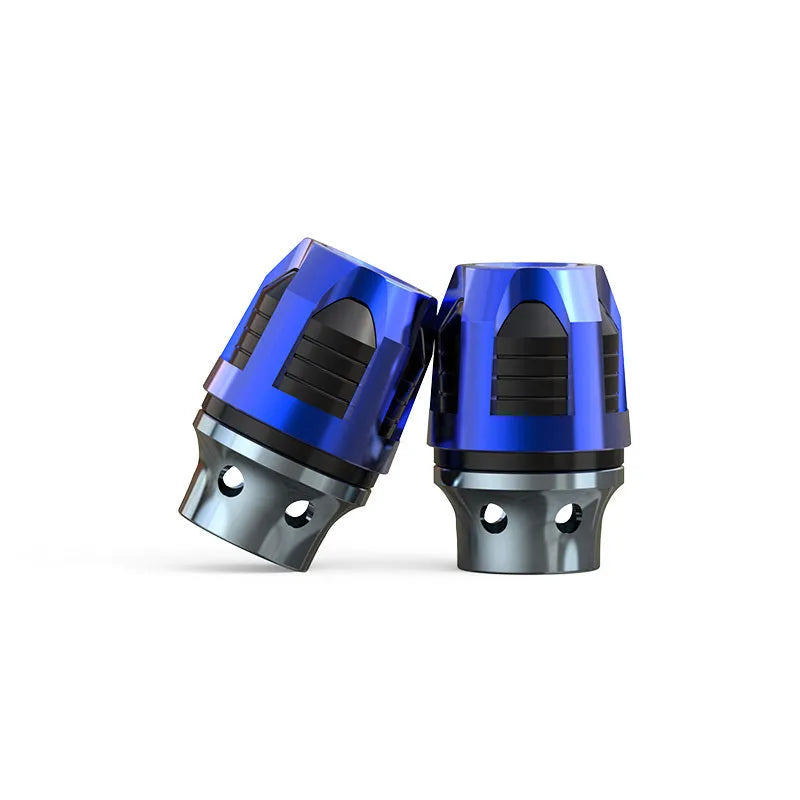 Pair of CNC-machined aluminium fork cups for Maverick N1 scooter in choice of seven anodised colours