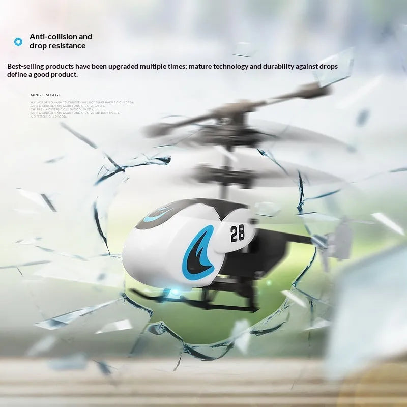 Mini helicopter 35 channel crash-resistant remote control toy in white with lights, plastic model under 30 cm