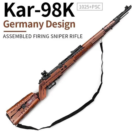 Building blocks toy gun assembly kit in colour box, 98K sniper rifle variant