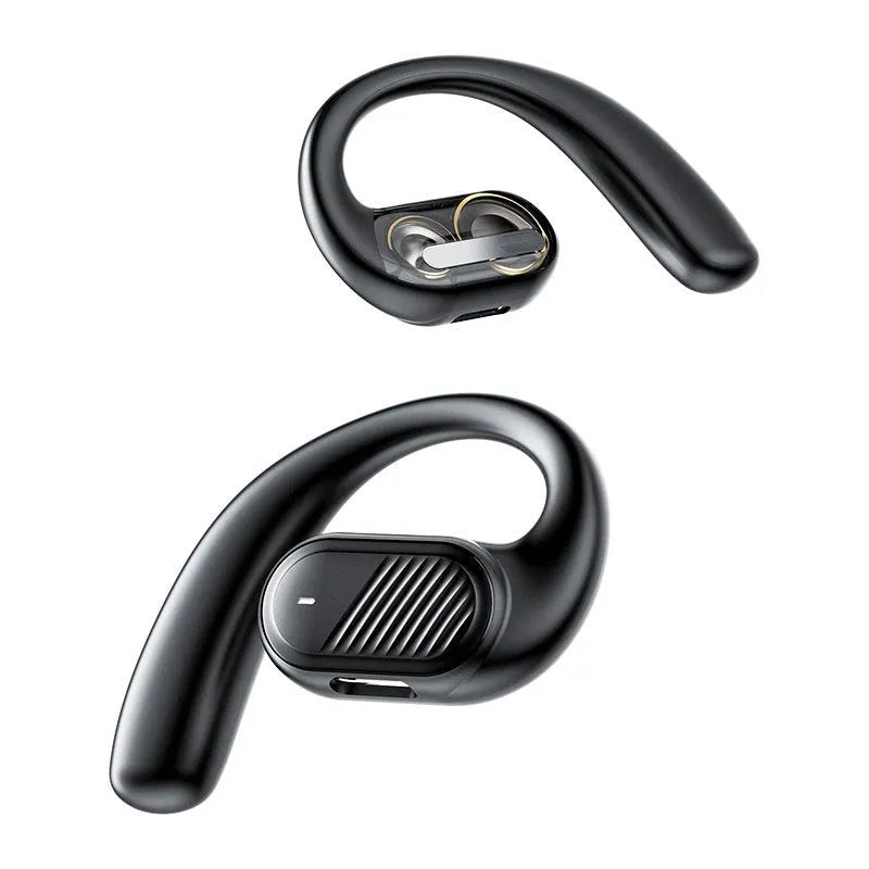 LX-09 Supreme Black ear-mounted Bluetooth headset with dual speakers and smart touch controls