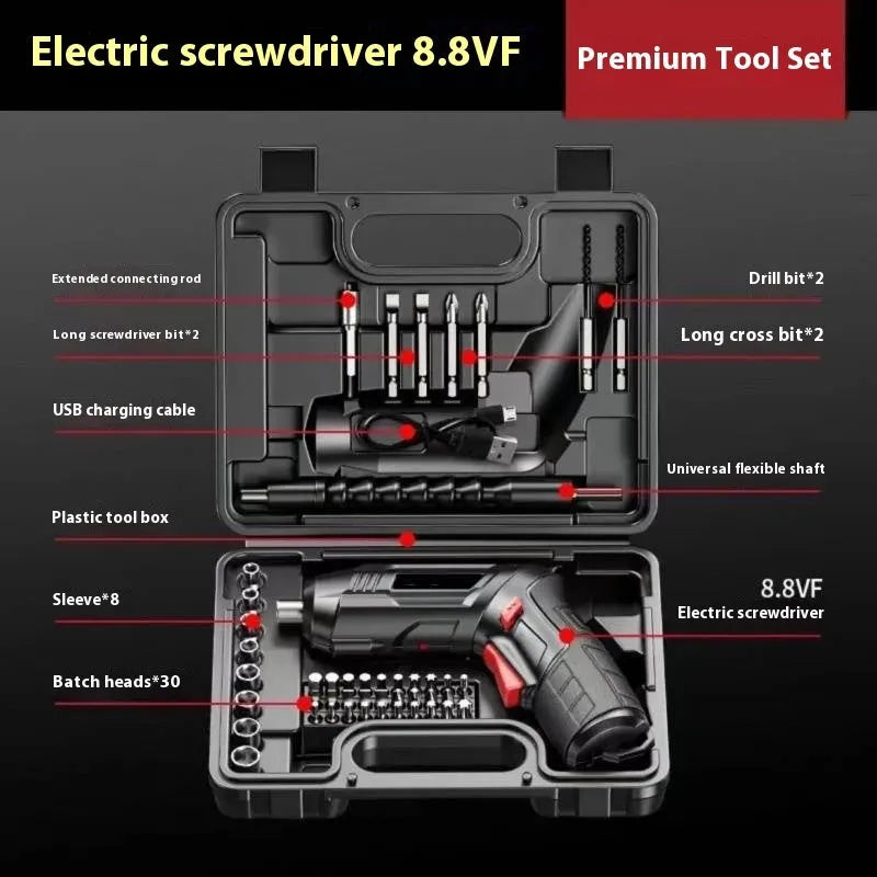 Compact electric screwdriver with pistol grip design and lithium battery charging