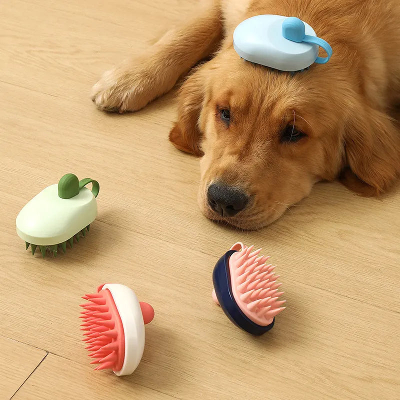 Soft silicone pet hair remover comb brush with TPR massage nodes for dog bathing