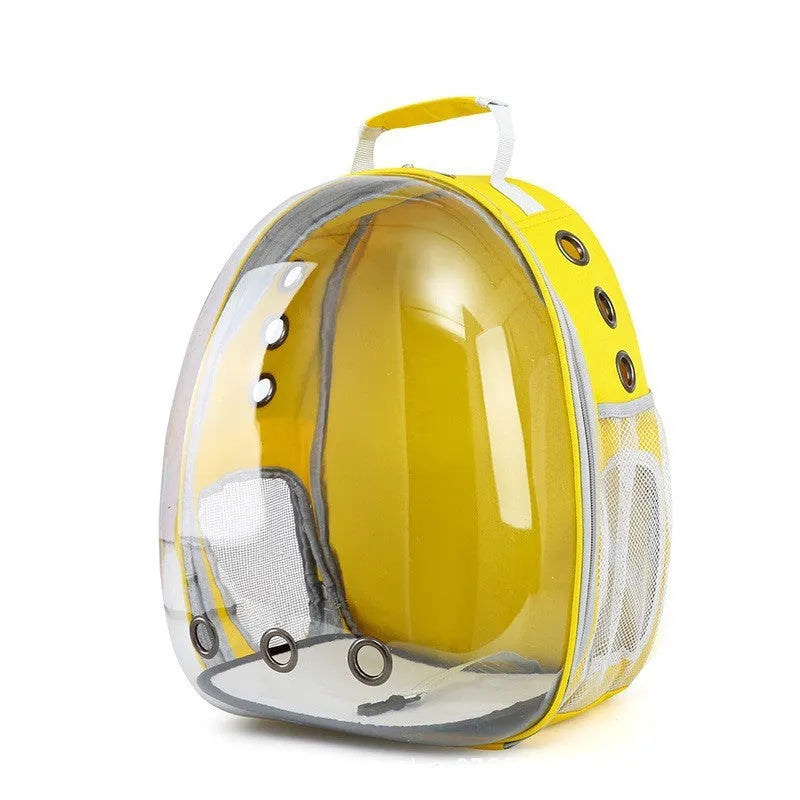 Grey PC plastic astronaut-style cat carrier bag with a side opening panel.