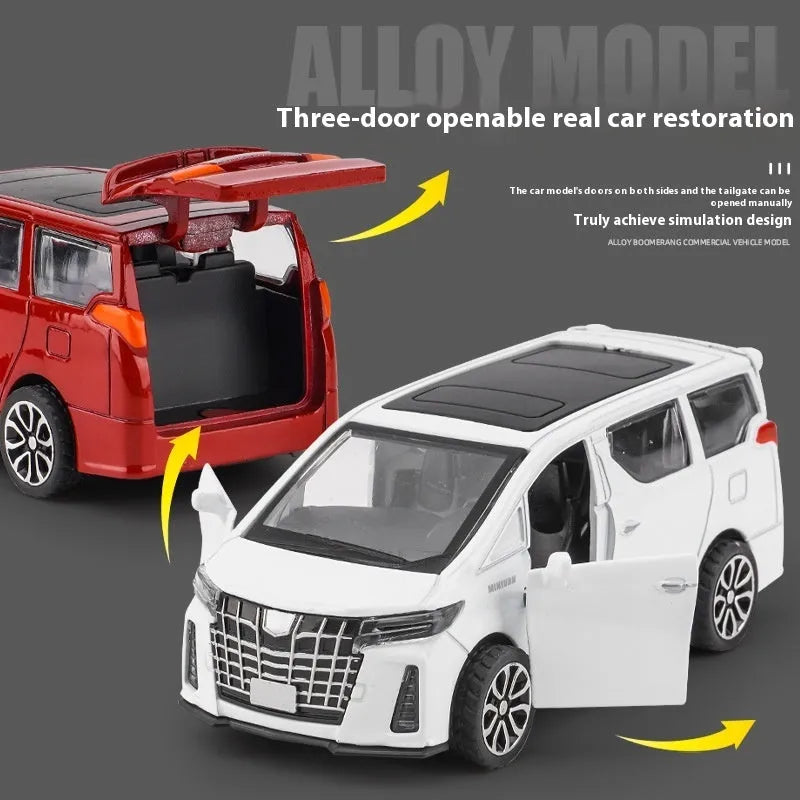 Children's alloy pull-back car toy in business red, 12x4.5x4.5 cm, for kids 4-6 years old