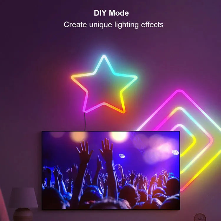 3-metre long USB RGB neon light strip with remote control on a white background
