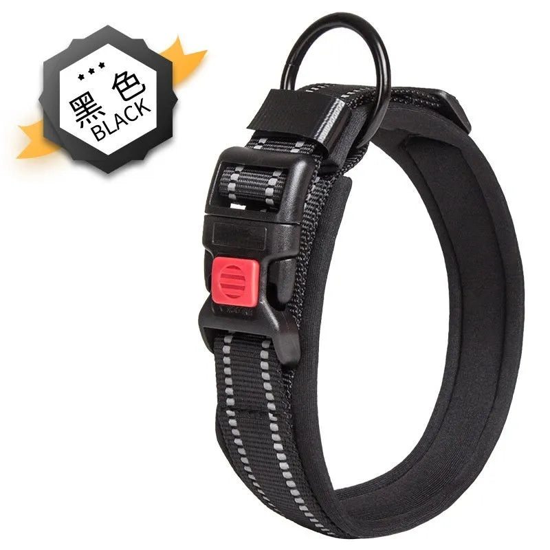 Cloth dog collar in monochrome pattern, available in multiple sizes and colours, with neck-safe design