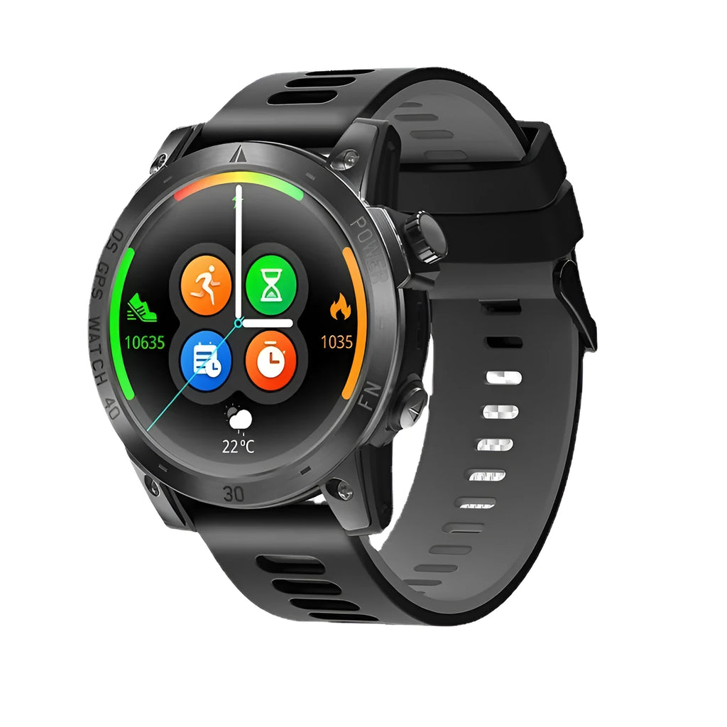GPS outdoor sports watch black 1.43 inch AMOLED touch screen on wrist