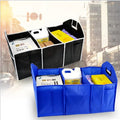Black non-woven car storage box with three compartments and multiple pockets for vehicle organisation