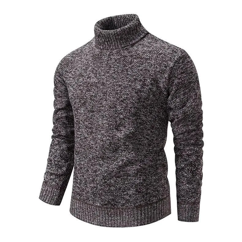 Men's solid color sweater, slim fit pullover, in 6615 Black, brown, and dark gray, made of polyester fibre